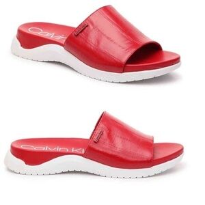 🆕Red Calvin Klein ubi slides.